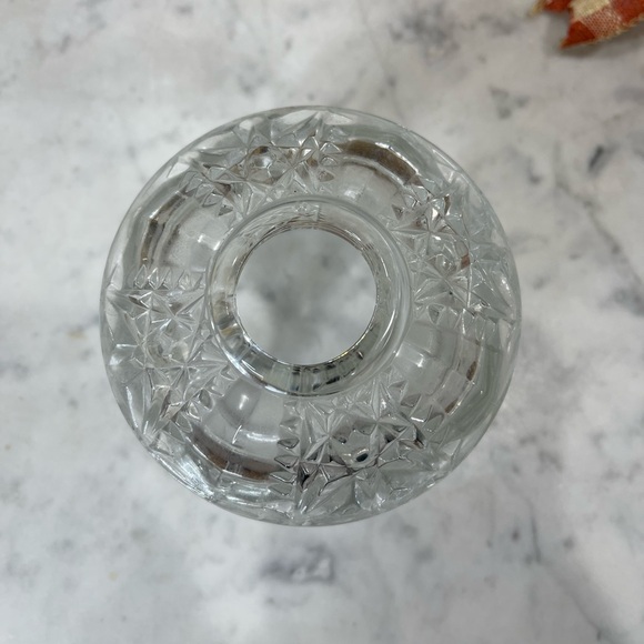 vintage Indiana Glass clear glass Stars and Bars fairy lamp top only - Picture 2 of 6